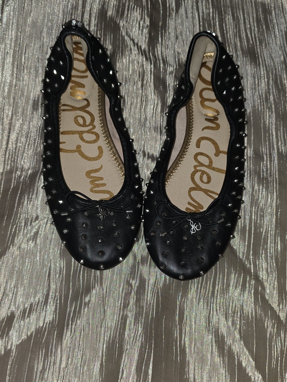 Sam Edelman Black Studded Ballet Flats with Bow